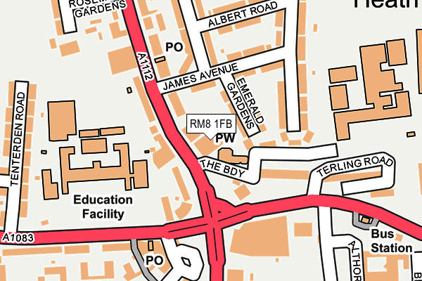 RM8 1FB map - OS OpenMap – Local (Ordnance Survey)