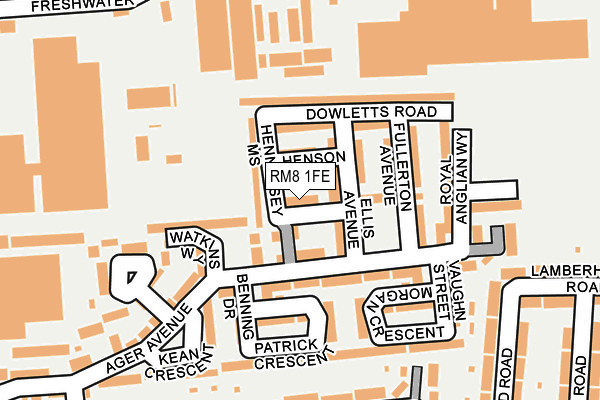 RM8 1FE map - OS OpenMap – Local (Ordnance Survey)