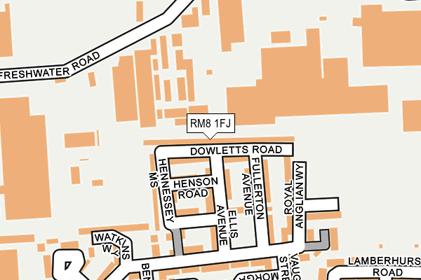 RM8 1FJ map - OS OpenMap – Local (Ordnance Survey)