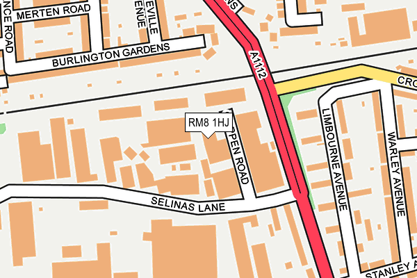 RM8 1HJ map - OS OpenMap – Local (Ordnance Survey)