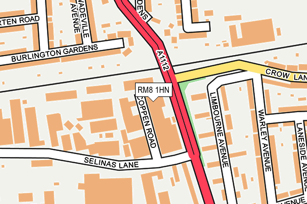 RM8 1HN map - OS OpenMap – Local (Ordnance Survey)