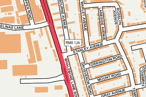 RM8 1JA map - OS OpenMap – Local (Ordnance Survey)