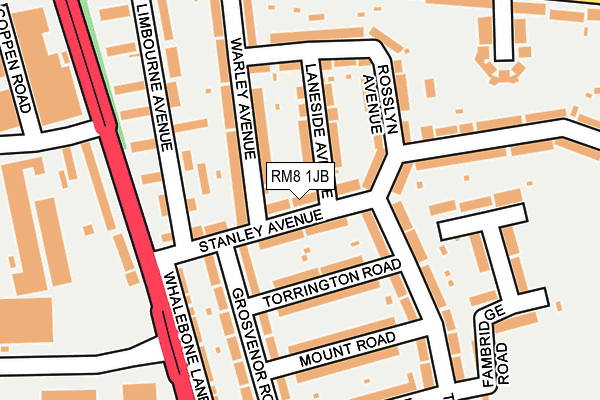 RM8 1JB map - OS OpenMap – Local (Ordnance Survey)