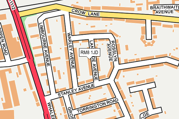 RM8 1JD map - OS OpenMap – Local (Ordnance Survey)