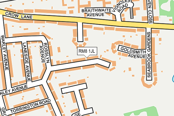 RM8 1JL map - OS OpenMap – Local (Ordnance Survey)