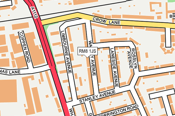 RM8 1JS map - OS OpenMap – Local (Ordnance Survey)