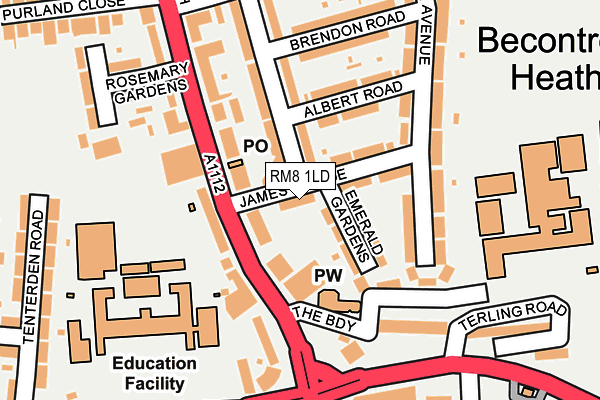 RM8 1LD map - OS OpenMap – Local (Ordnance Survey)