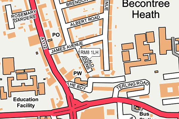 RM8 1LH map - OS OpenMap – Local (Ordnance Survey)