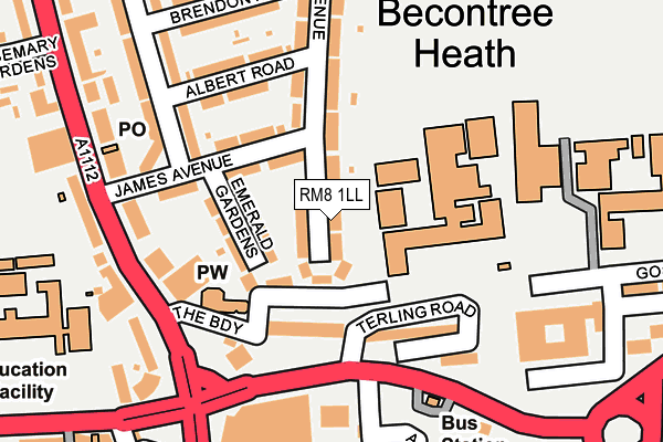 RM8 1LL map - OS OpenMap – Local (Ordnance Survey)