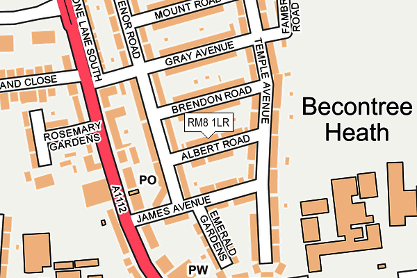 RM8 1LR map - OS OpenMap – Local (Ordnance Survey)