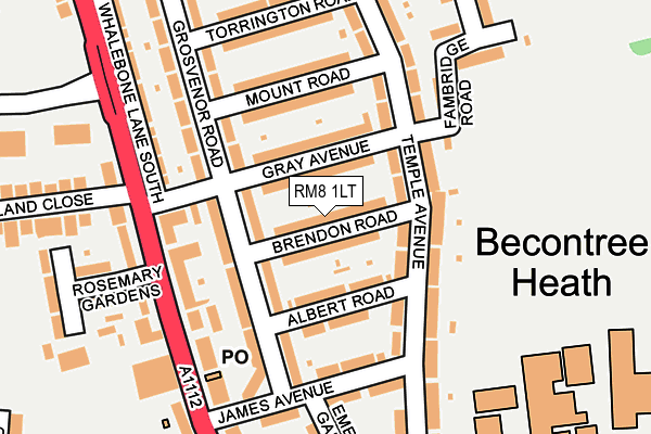 RM8 1LT map - OS OpenMap – Local (Ordnance Survey)