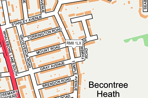 RM8 1LX map - OS OpenMap – Local (Ordnance Survey)