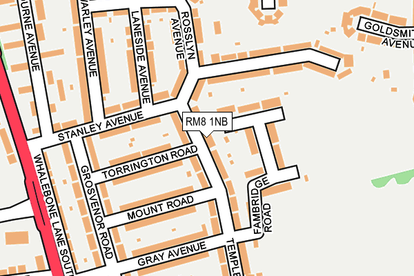 RM8 1NB map - OS OpenMap – Local (Ordnance Survey)