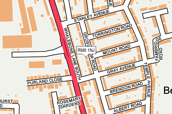 RM8 1NJ map - OS OpenMap – Local (Ordnance Survey)