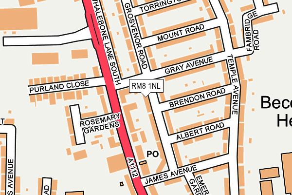 RM8 1NL map - OS OpenMap – Local (Ordnance Survey)