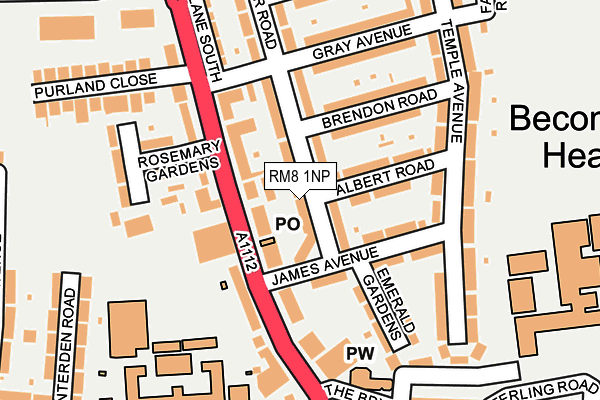 RM8 1NP map - OS OpenMap – Local (Ordnance Survey)