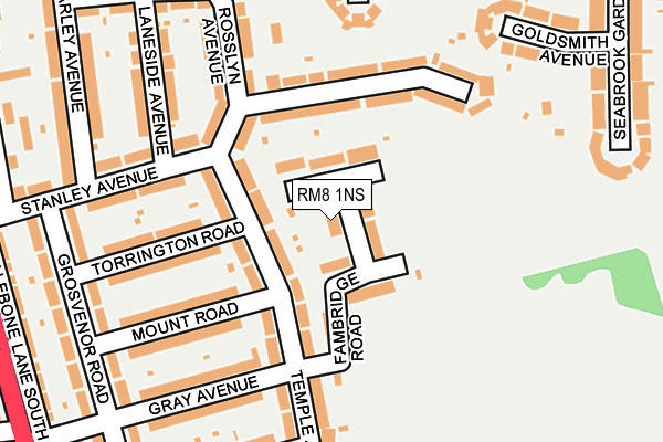 RM8 1NS map - OS OpenMap – Local (Ordnance Survey)