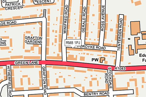 RM8 1PJ map - OS OpenMap – Local (Ordnance Survey)