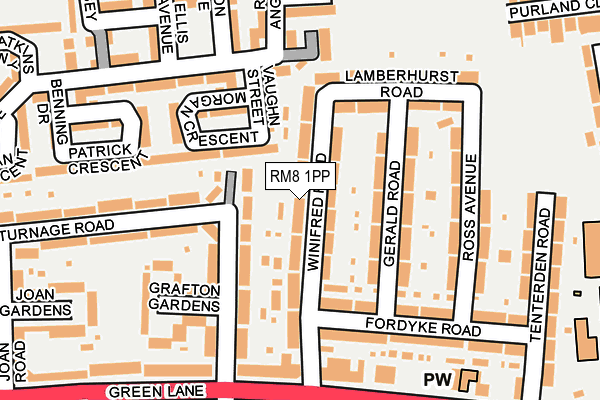 RM8 1PP map - OS OpenMap – Local (Ordnance Survey)