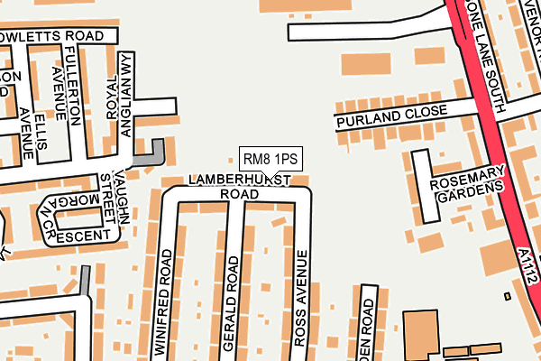 RM8 1PS map - OS OpenMap – Local (Ordnance Survey)