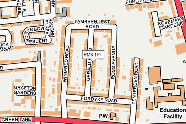 RM8 1PT map - OS OpenMap – Local (Ordnance Survey)