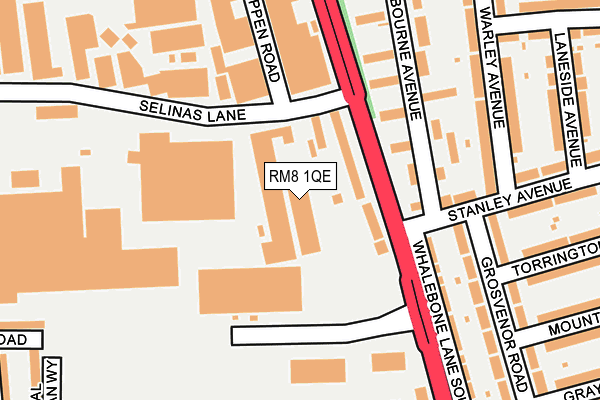 RM8 1QE map - OS OpenMap – Local (Ordnance Survey)