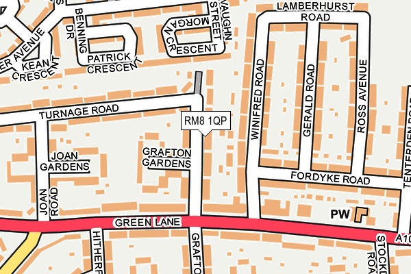 RM8 1QP map - OS OpenMap – Local (Ordnance Survey)