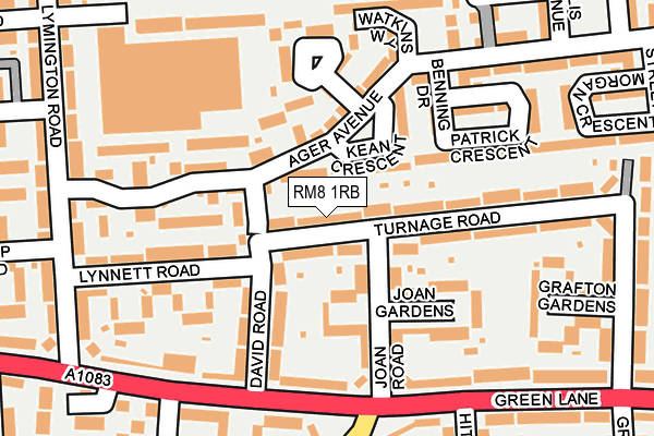 RM8 1RB map - OS OpenMap – Local (Ordnance Survey)