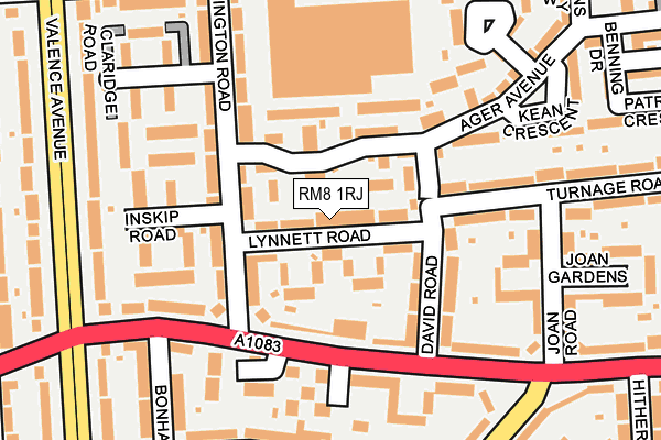 RM8 1RJ map - OS OpenMap – Local (Ordnance Survey)