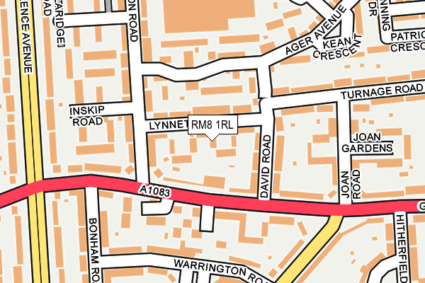 RM8 1RL map - OS OpenMap – Local (Ordnance Survey)