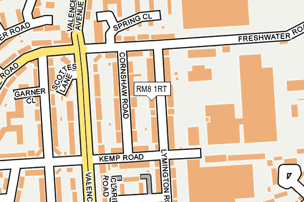 RM8 1RT map - OS OpenMap – Local (Ordnance Survey)