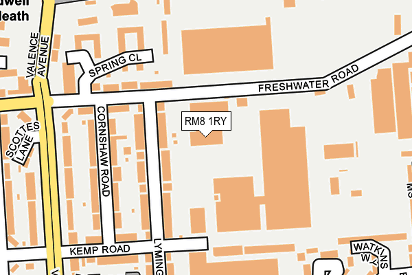 RM8 1RY map - OS OpenMap – Local (Ordnance Survey)