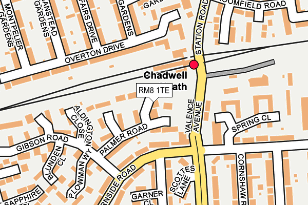 RM8 1TE map - OS OpenMap – Local (Ordnance Survey)