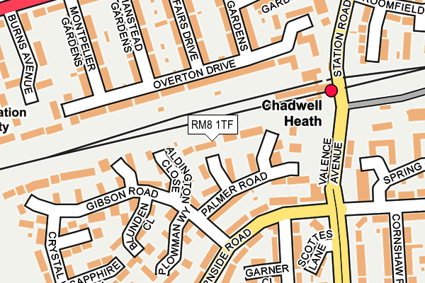 RM8 1TF map - OS OpenMap – Local (Ordnance Survey)