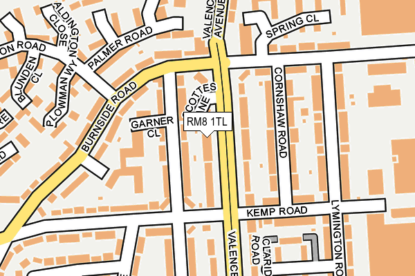 RM8 1TL map - OS OpenMap – Local (Ordnance Survey)