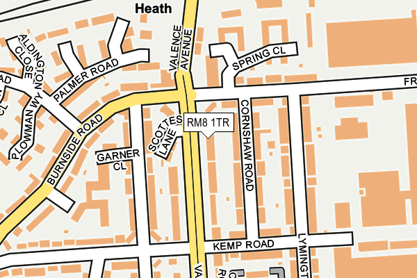 RM8 1TR map - OS OpenMap – Local (Ordnance Survey)