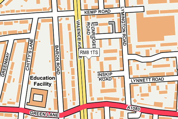 RM8 1TS map - OS OpenMap – Local (Ordnance Survey)
