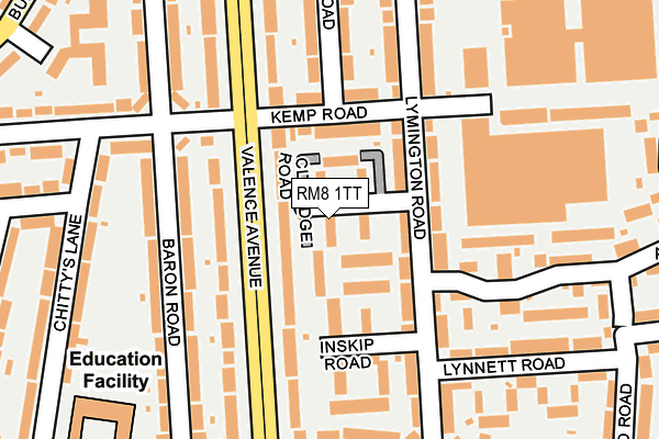 RM8 1TT map - OS OpenMap – Local (Ordnance Survey)