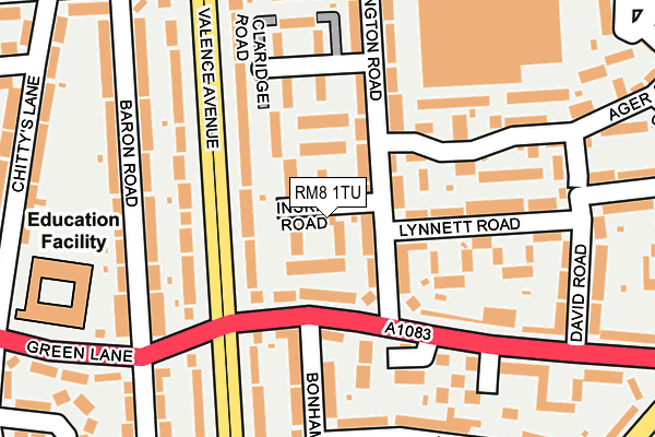 RM8 1TU map - OS OpenMap – Local (Ordnance Survey)
