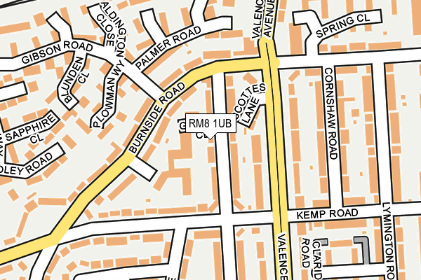 RM8 1UB map - OS OpenMap – Local (Ordnance Survey)