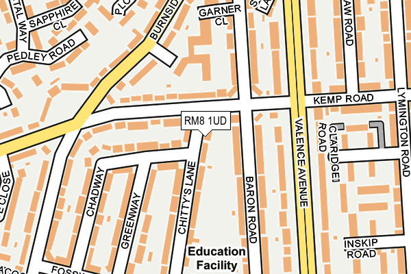 RM8 1UD map - OS OpenMap – Local (Ordnance Survey)