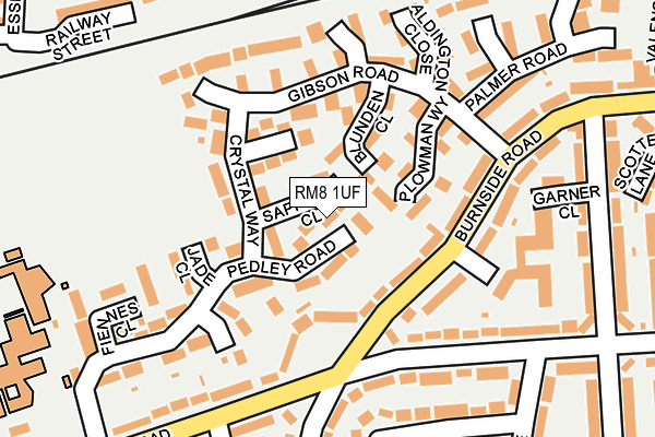 RM8 1UF map - OS OpenMap – Local (Ordnance Survey)