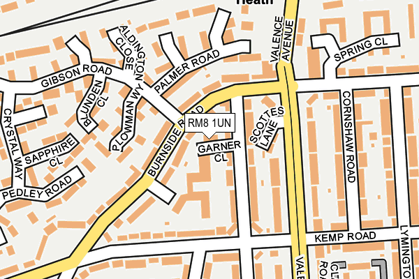 RM8 1UN map - OS OpenMap – Local (Ordnance Survey)