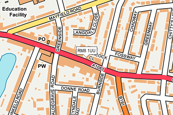 RM8 1UU map - OS OpenMap – Local (Ordnance Survey)
