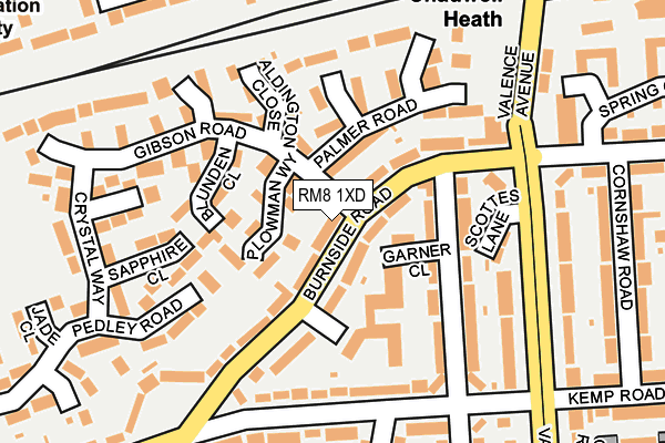 RM8 1XD map - OS OpenMap – Local (Ordnance Survey)