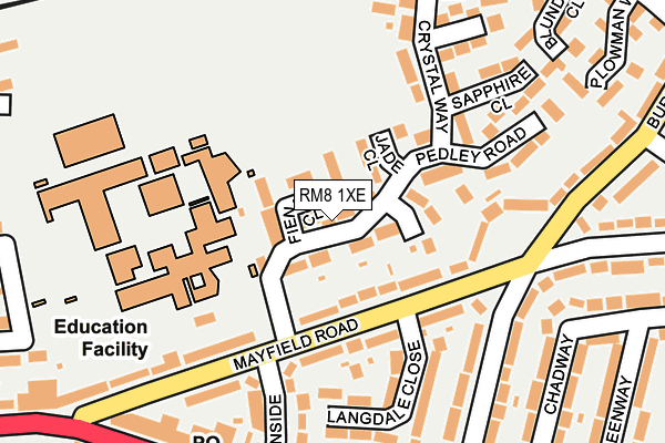 RM8 1XE map - OS OpenMap – Local (Ordnance Survey)