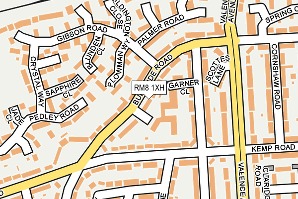 RM8 1XH map - OS OpenMap – Local (Ordnance Survey)