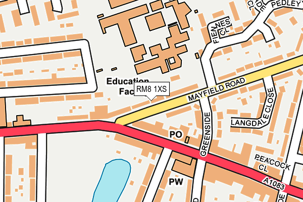 RM8 1XS map - OS OpenMap – Local (Ordnance Survey)