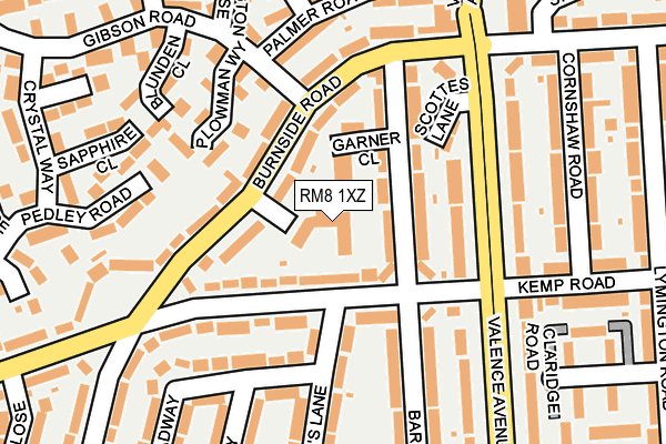 RM8 1XZ map - OS OpenMap – Local (Ordnance Survey)