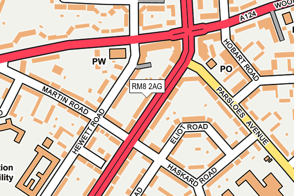RM8 2AG map - OS OpenMap – Local (Ordnance Survey)